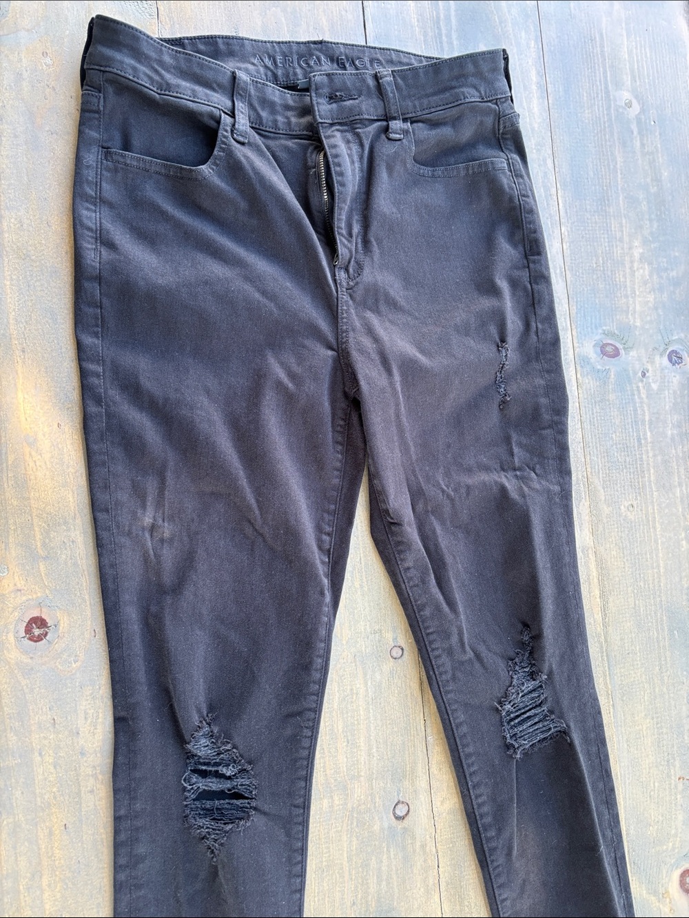 American Eagle Outfitters Black Skinny Distressed Jeans